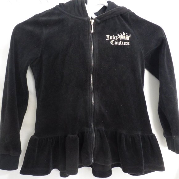 JUICY COUTURE, 6x, black velour zip up hoodie, GUC